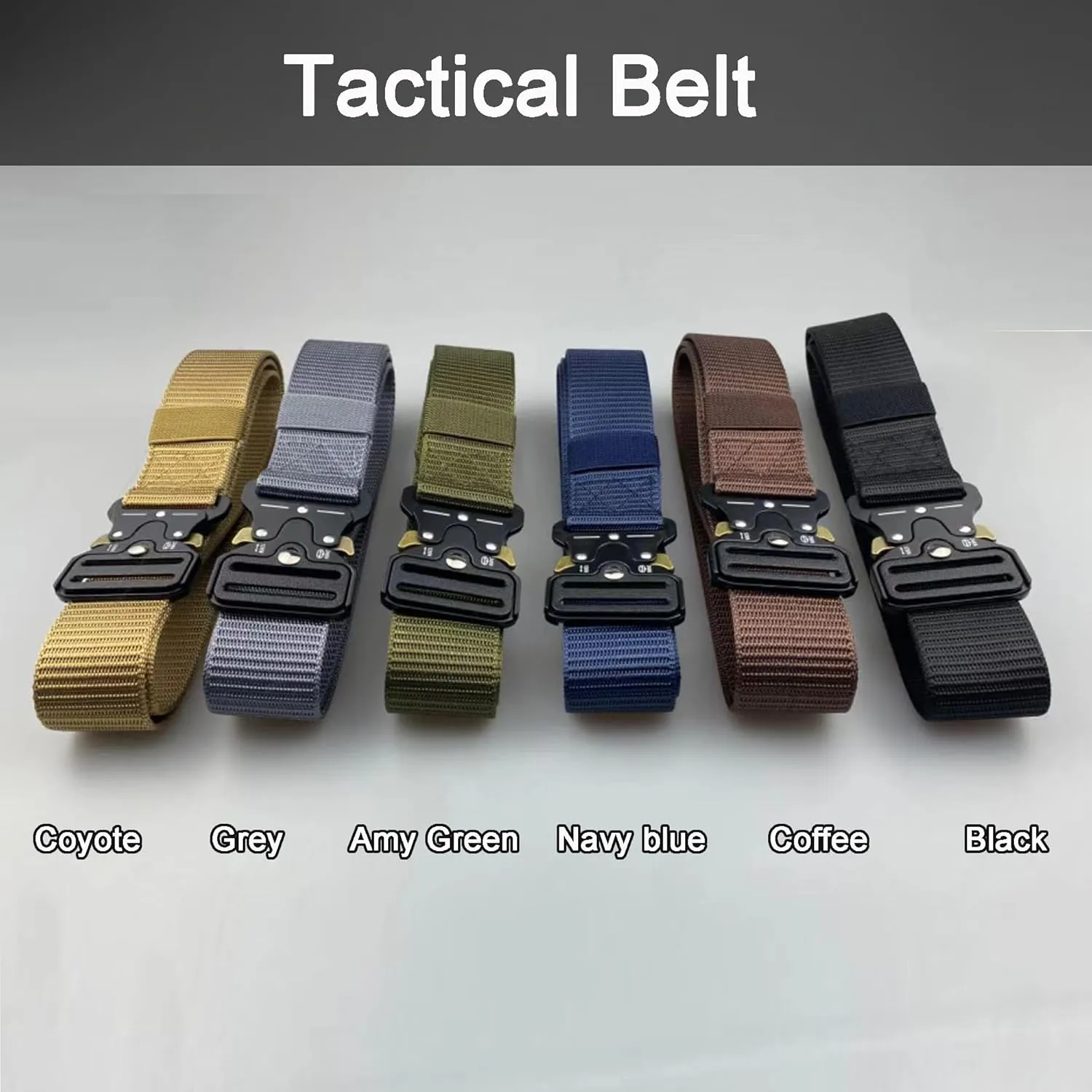 Tactical Belt: Military Style Quick Release Metal Zinc Alloy Buckle Belts - 1.5" Polyester Web Work Belt