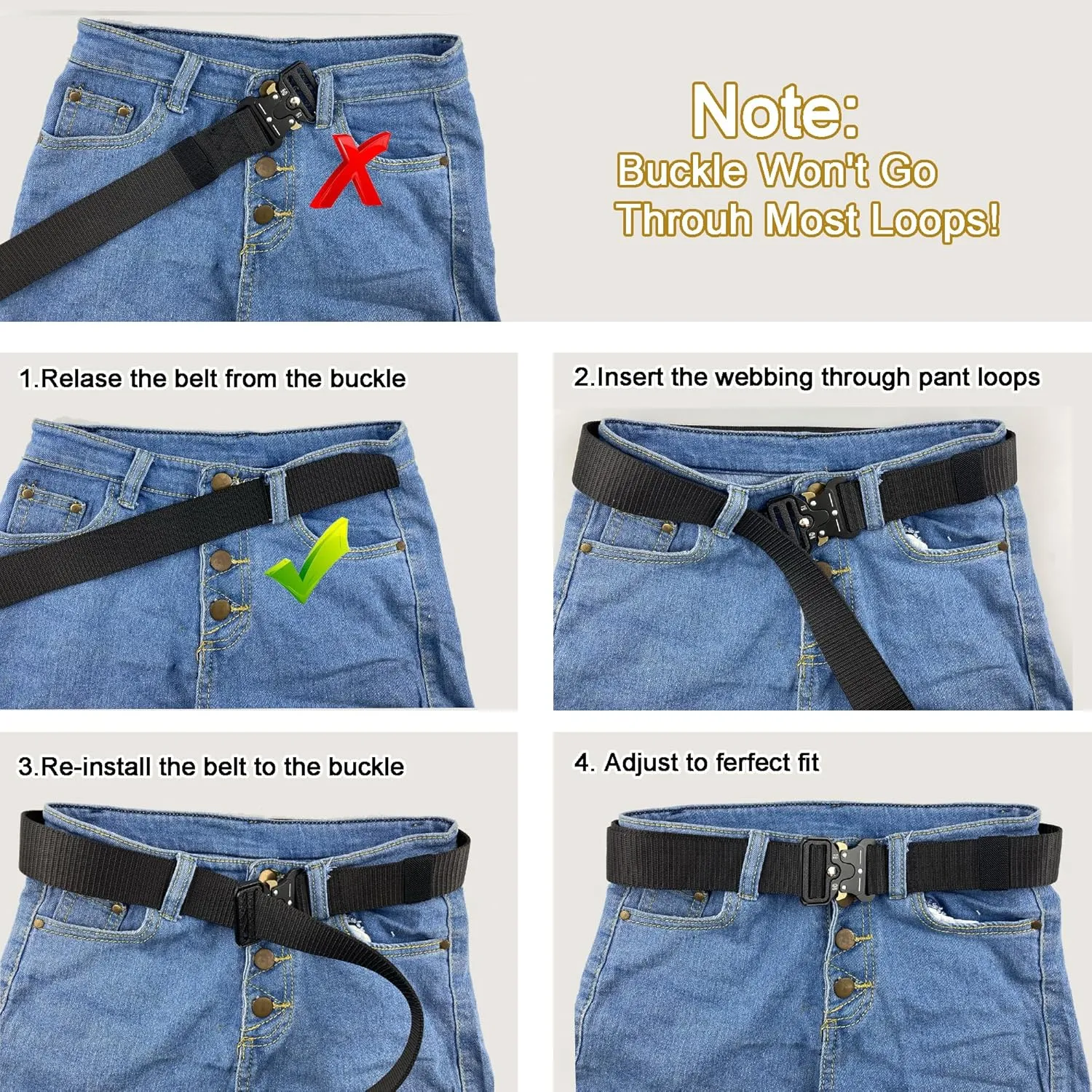 Tactical Belt: Military Style Quick Release Metal Zinc Alloy Buckle Belts - 1.5" Polyester Web Work Belt