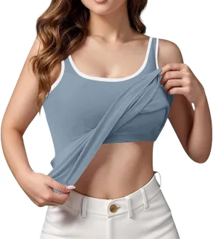 Tank Top with Built in Bra for Women, Camisole Tops for Women Summer Workout Gym Yoga Casual Plus Size Cami Shirts
