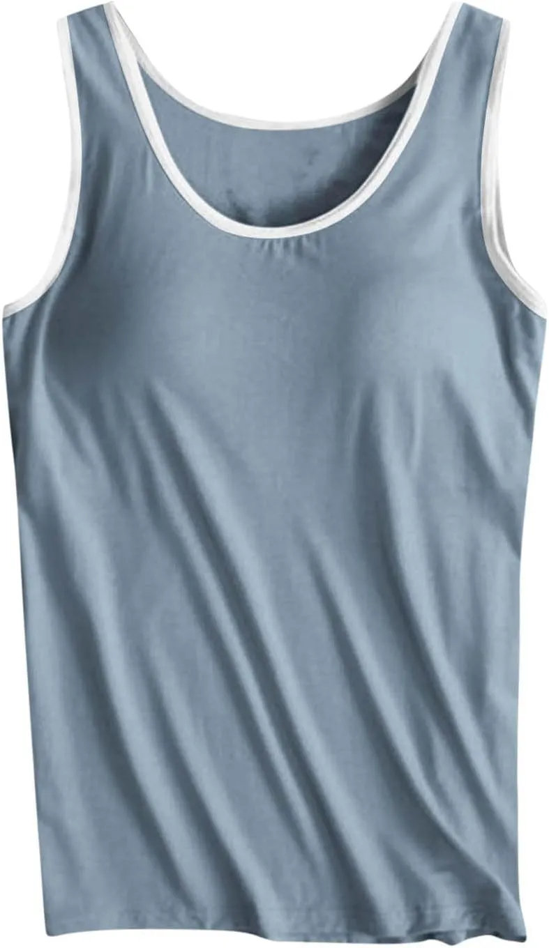 Tank Top with Built in Bra for Women, Camisole Tops for Women Summer Workout Gym Yoga Casual Plus Size Cami Shirts