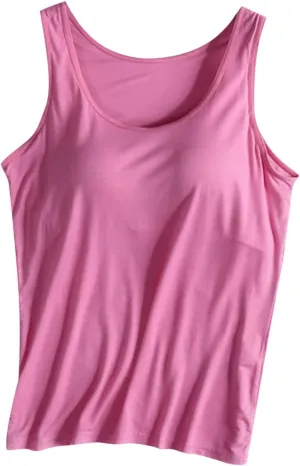 Tank Tops for Women Built in Bra, Modal Shelf Bra Tanks Base Layering Undershirts Solid Color Athletic Yoga Camisole