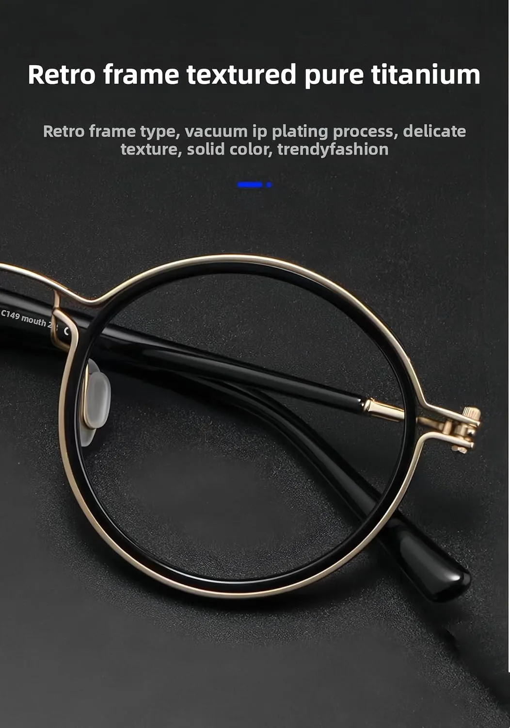 Tate Retro Titanium Acetate Prescription Glasses Frame，Luxury Round Eyeglasses with Blue Light Lenses 48-24-148mm