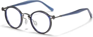 Tel Retro Oval Small Prescription Glasses Frame Man，Metal Acetate Eyeglasses 47-26-150mm