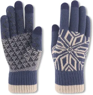 Thick Cashmere Knitted Gloves for Men Snowflake Full Finger Touch Screen New Winter Gloves Womens Cycling (Color : 3, Size : 1)