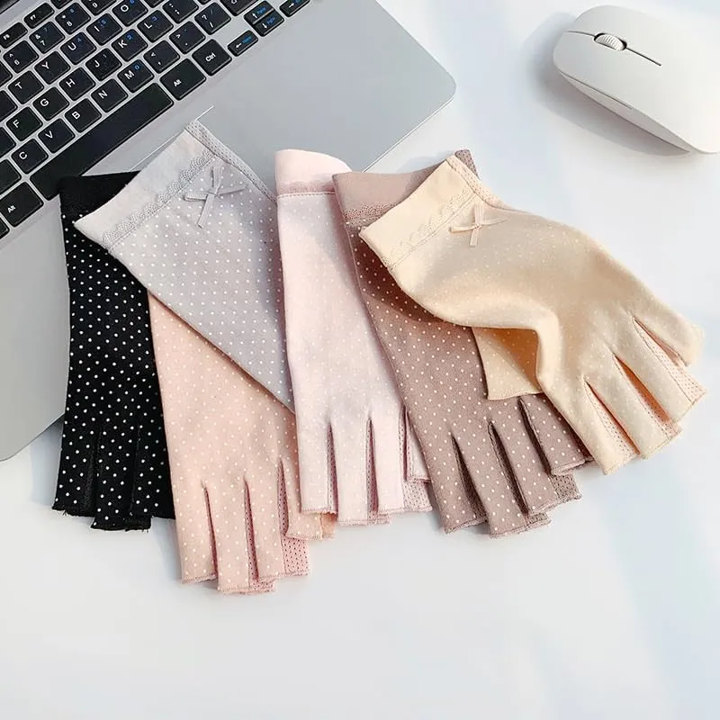 Thin Cotton Anti-UV Cycling Non-Slip Breathable Touch Screen Half-Finger Gloves