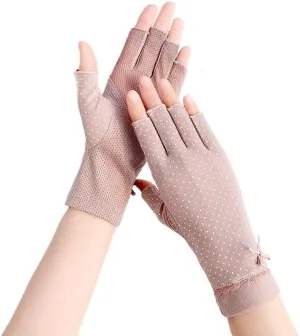 Thin Cotton Anti-UV Cycling Non-Slip Breathable Touch Screen Half-Finger Gloves(D)
