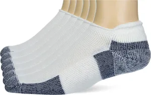 thorlos unisex adult Max Cushion J Rolltop Running Socks, White/Navy (6 Pairs), Large-I US