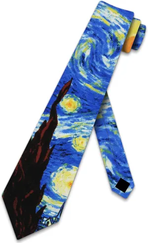 Three Rooker Starry Night Ties Art Vincent van Gogh Neck Ties