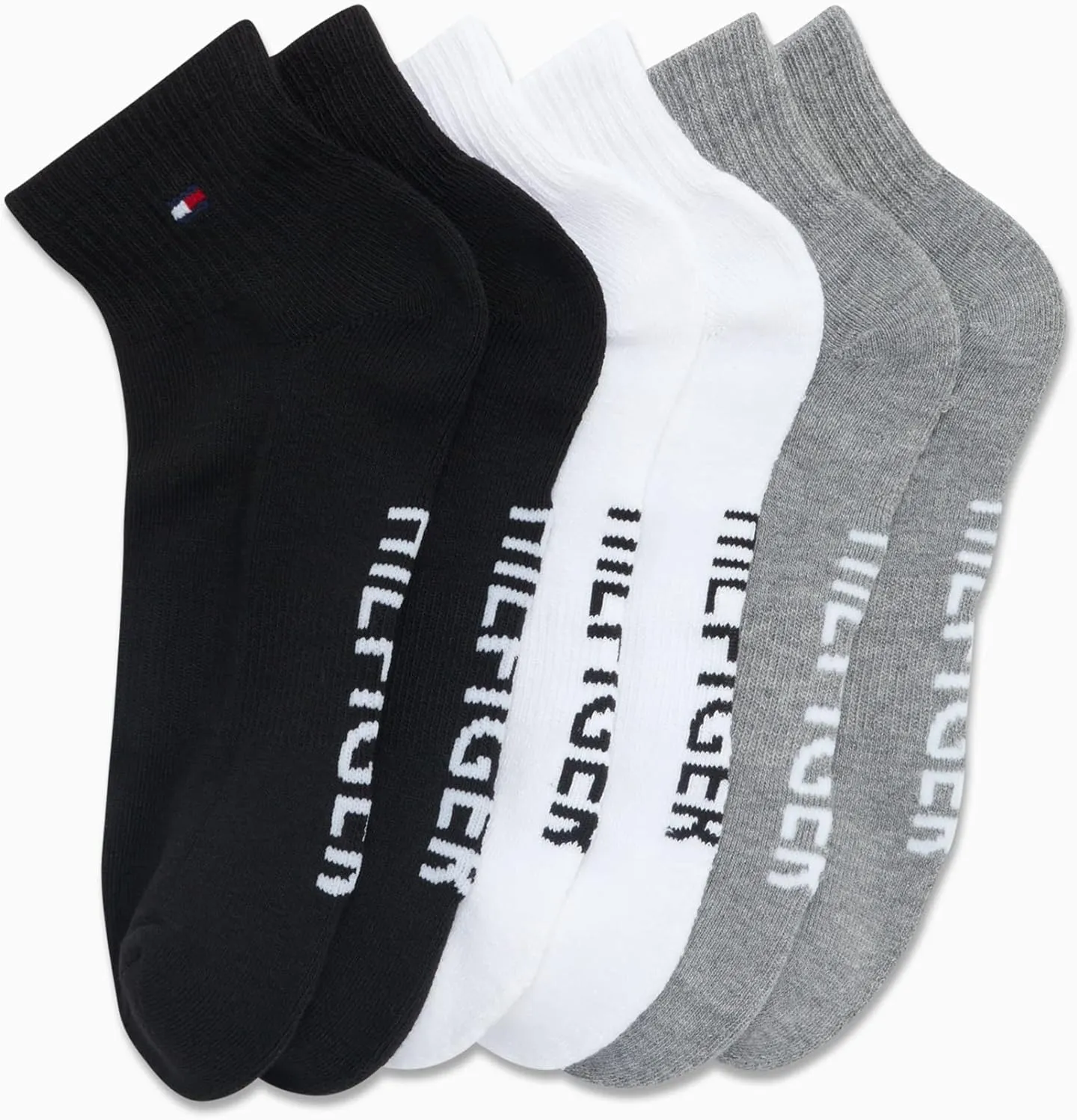 Tommy Hilfiger Men's Athletic Socks - Performance Cushion Quarter Cut Ankle Socks (6 Pack)