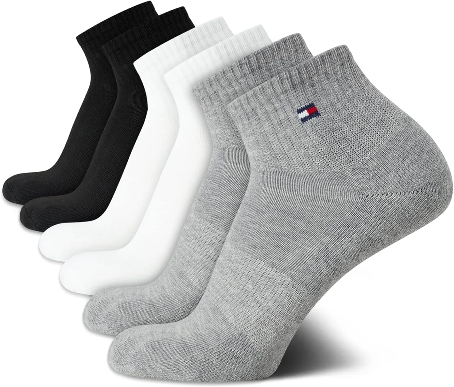 Tommy Hilfiger Men's Athletic Socks - Performance Cushion Quarter Cut Ankle Socks (6 Pack)