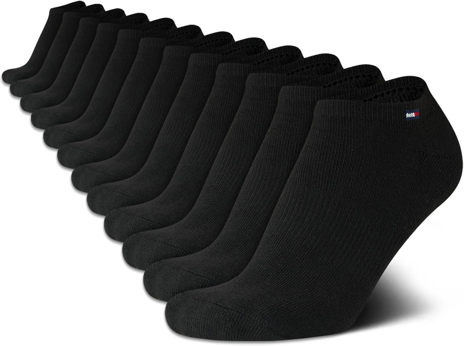Tommy Hilfiger Women's No Show Socks - 12 Pack Soft Stretch Womens Athletic Ankle Socks - Running Socks for Women