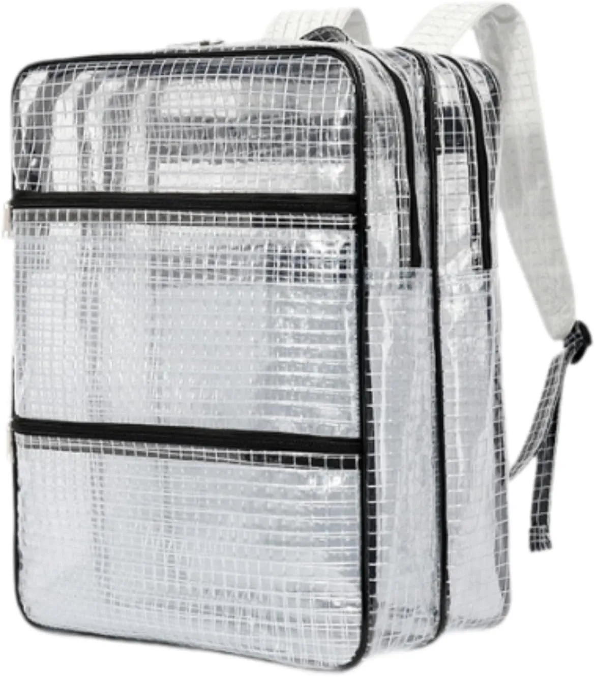Tool Backpack, Cleanroom Accessories Professional Heavy Duty Storage Organizer Mesh Transparent Bag for Engineer Electrician, White and Black, 35cmx20cmx45cm