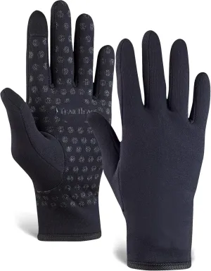 TrailHeads Womens Running Gloves - Touchscreen Gloves - Running Accessories for Women Winter - Hiking, Biking, Sports - Solid Black (Small)