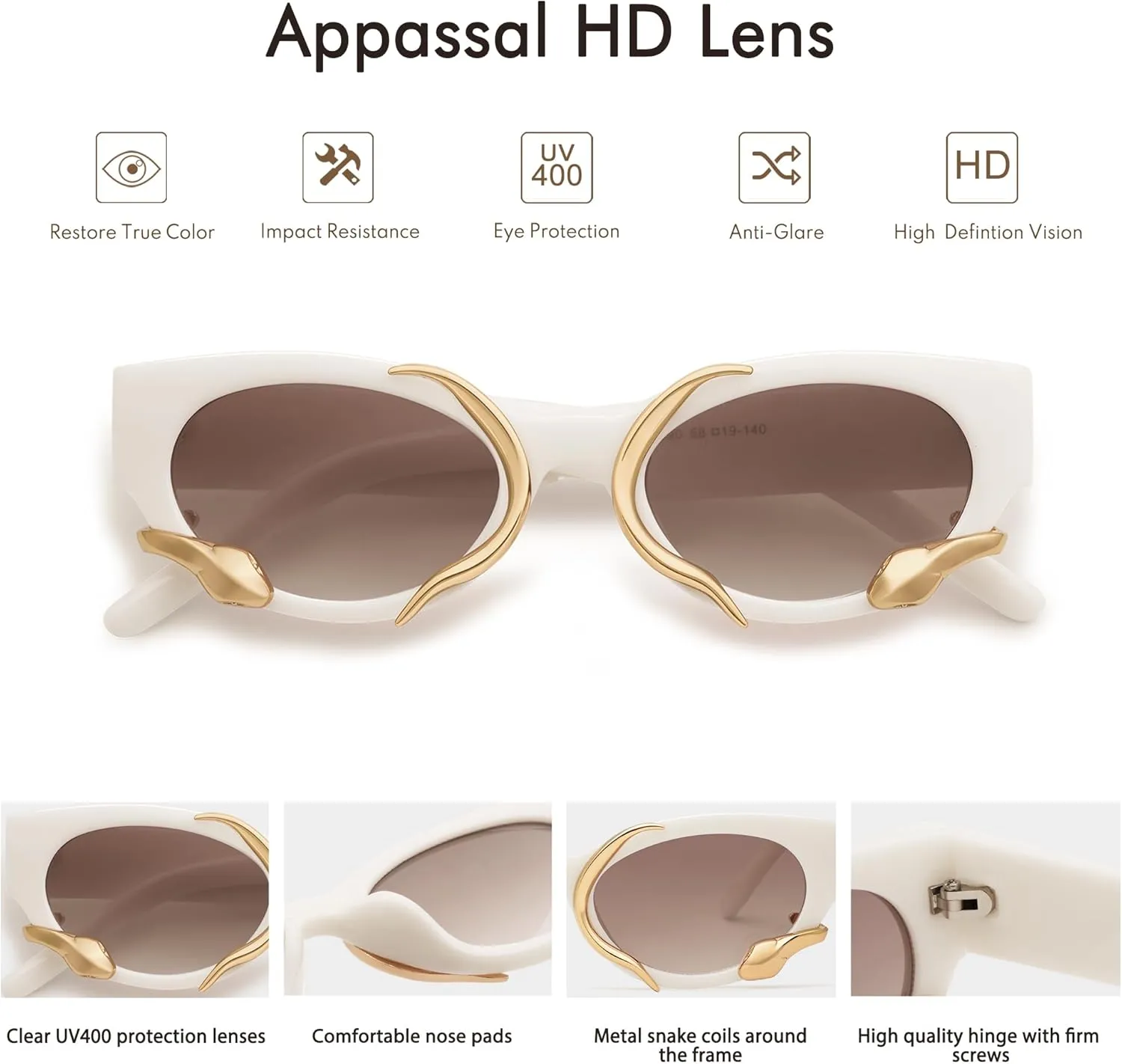 Trendy Sunglasses for Women Men Vintage Narrow Cateye Metal Snake Sunnie Y2k Accessories AP3621