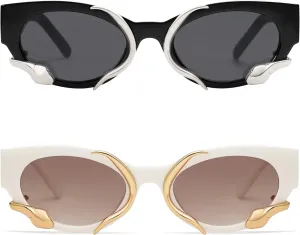 Trendy Sunglasses for Women Men Vintage Narrow Cateye Metal Snake Sunnie Y2k Accessories AP3621