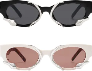Trendy Sunglasses for Women Men Vintage Narrow Cateye Metal Snake Sunnie Y2k Accessories AP3621