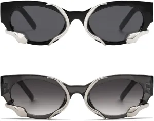 Trendy Sunglasses for Women Men Vintage Narrow Cateye Metal Snake Sunnie Y2k Accessories AP3621