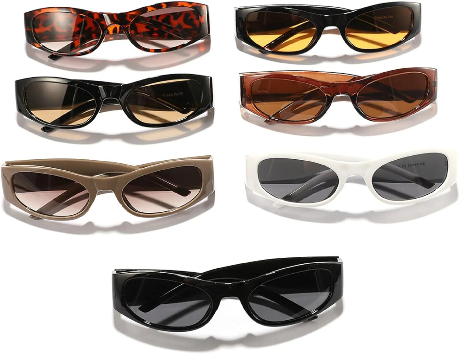 Trendy Women's Oval Sunglasses Fashion Luxury Small Brown Sexy Cat Eye Sunglasses Women Vintage Punk Shades Eyewear