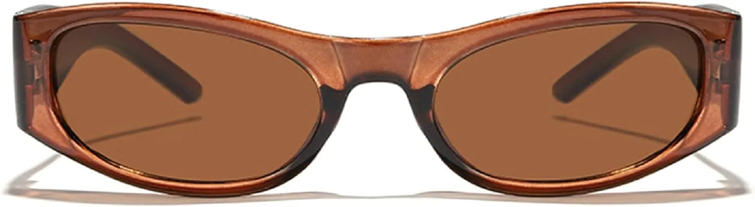 Trendy Women's Oval Sunglasses Fashion Luxury Small Brown Sexy Cat Eye Sunglasses Women Vintage Punk Shades Eyewear