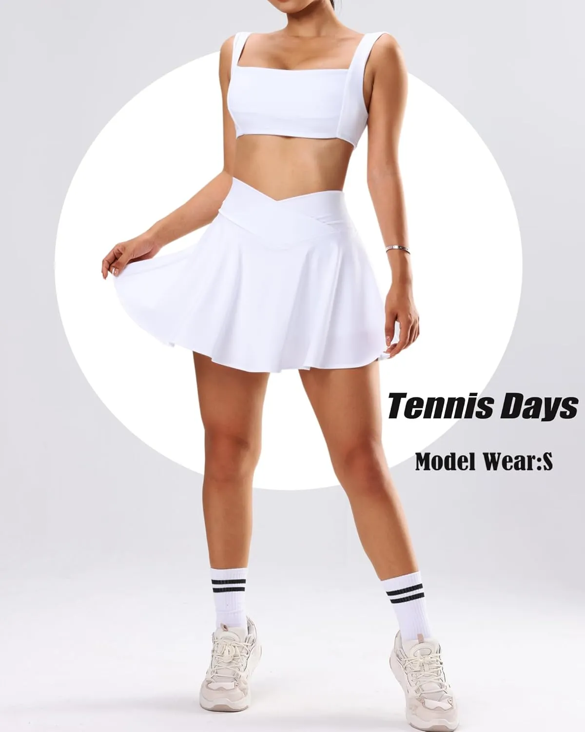 Two Piece Tennis Skirt Sets for Women 2 Piece Mini Skirt Set Going Out Golf Skort Athletic Skirt Pickleball Outfit