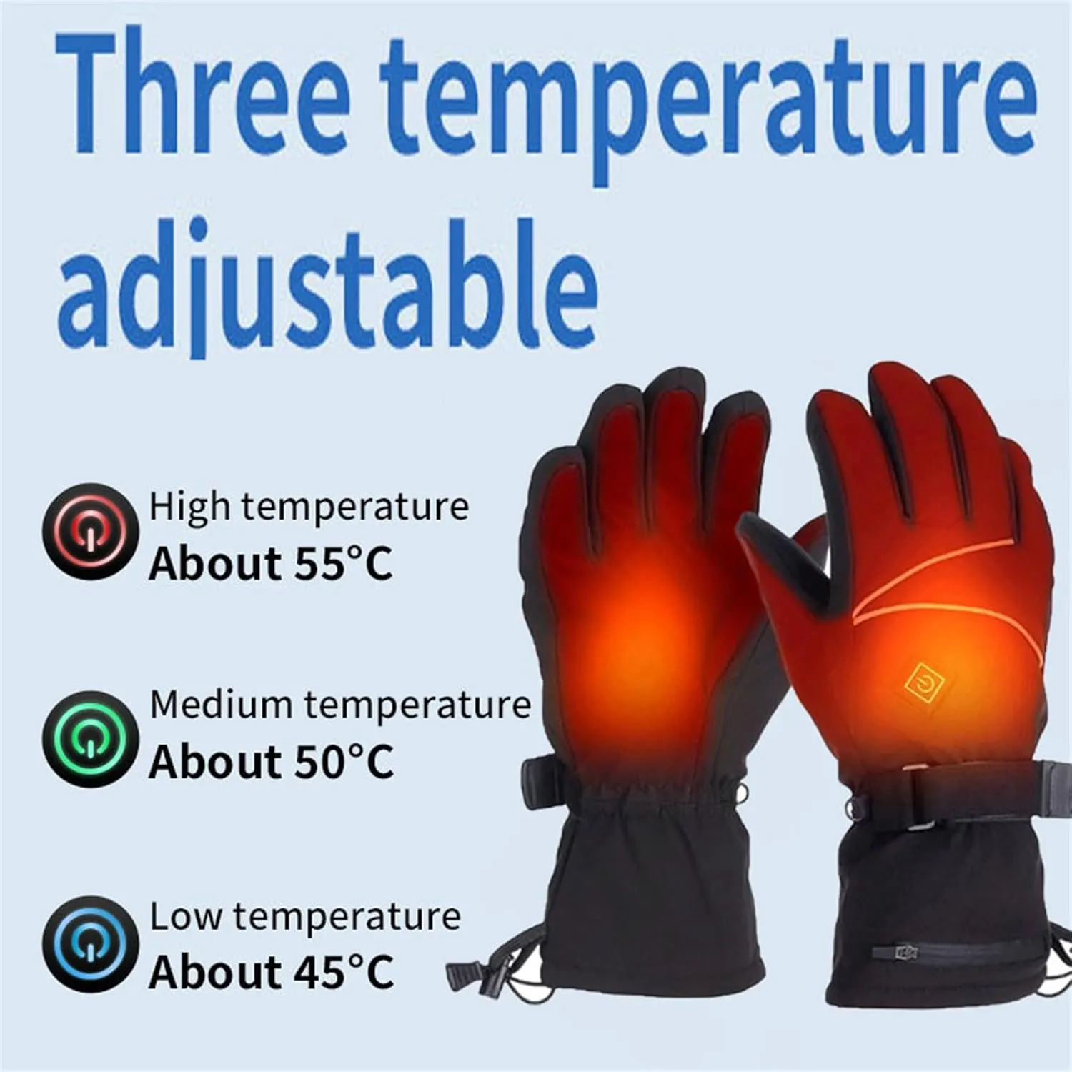 Unisex Heated Gloves, Heated Ski Gloves Men Rechargeable Heated Gloves Thermal Compress with 3 Heating Levels