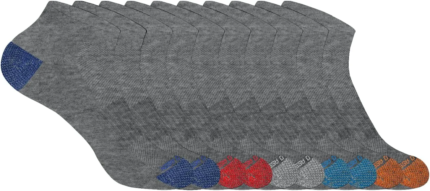 U.S. Polo Assn. 10 Pair Boy's Athletic Performance Socks - Low Cut Moisture Control & Breathable Cushion Socks - Ultra-Soft Ankle Socks, GREY 7270 (Shoe Size 4-11)