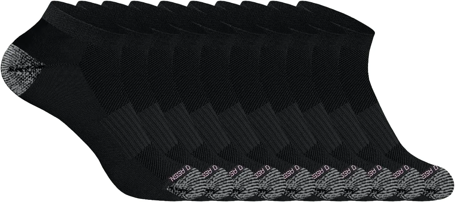 U.S. Polo Assn. 10 Pair Women's Athletic Performance Socks - Low Cut Moisture Control Running & Breathable Socks, BLACK 7474 (Shoe Size 4-10)