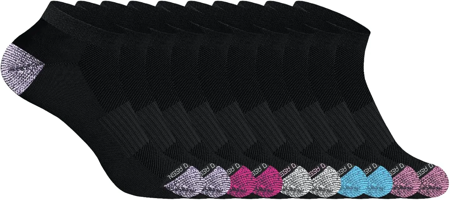 U.S. Polo Assn. 10 Pair Women's Athletic Performance Socks - Low Cut Moisture Control Running & Breathable Socks, BLACK 7475 (Shoe Size 4-10)