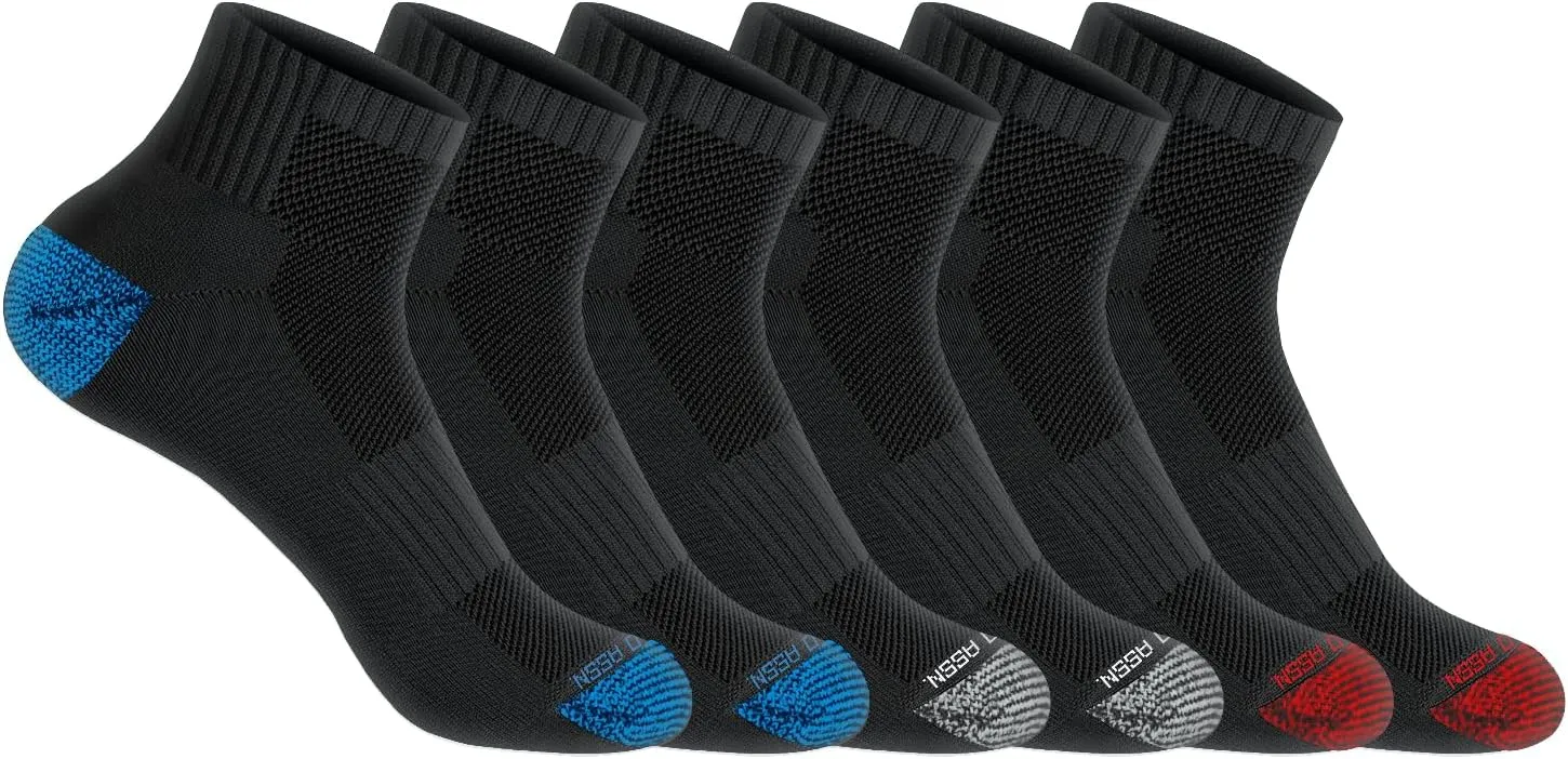 U.S. Polo Assn. 6 Pair Men's QUARTER Length Athletic Performance Socks - Ultra-Soft Moisture Control Running & Breathable Socks - Shoe Size 6-12, BLK 6347