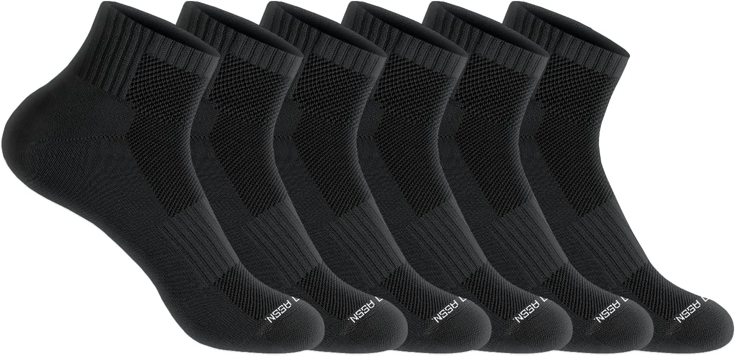 U.S. Polo Assn. 6 Pair Men's QUARTER Length Athletic Performance Socks - Ultra-Soft Moisture Control Running & Breathable Socks - Shoe Size 6-12, BLK 7620