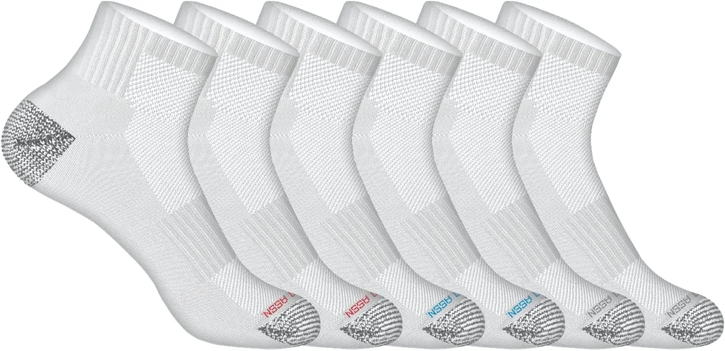 U.S. Polo Assn. 6 Pair Men's QUARTER Length Athletic Performance Socks - Ultra-Soft Moisture Control Running & Breathable Socks - Shoe Size 6-12, WHT 6348