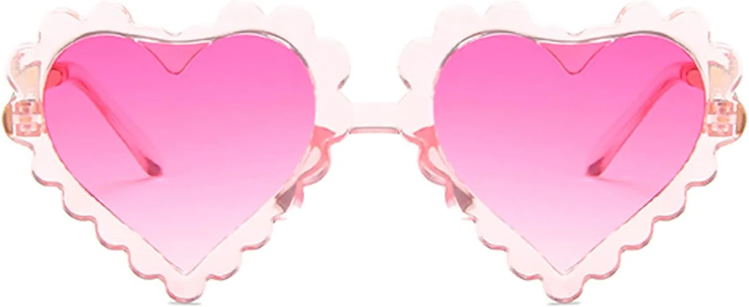 UTTPLL Kids Girl Heart Shaped Sunglasses Halloween Christmas Party Glasses for Photography Outdoor Beach UV 400 Protection