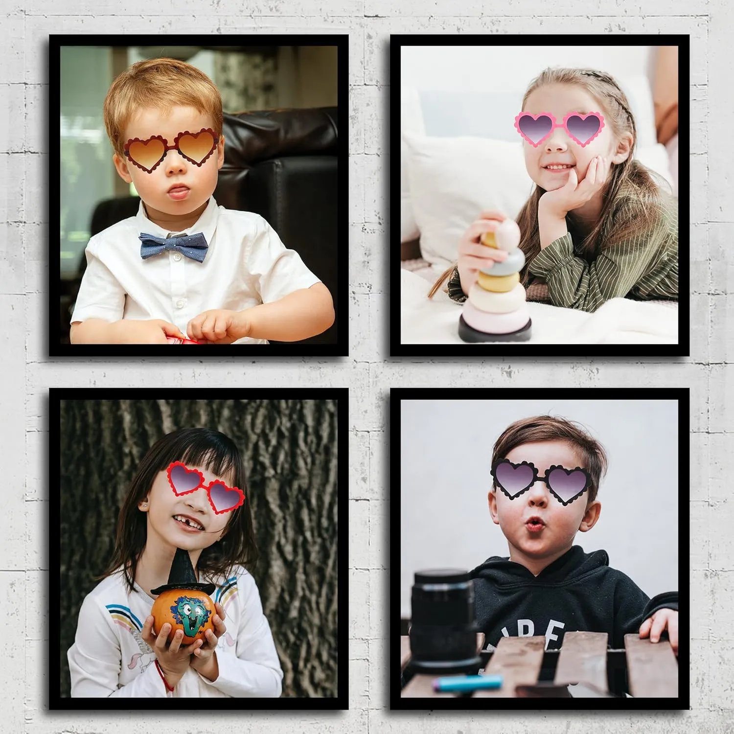 UTTPLL Kids Girl Heart Shaped Sunglasses Halloween Christmas Party Glasses for Photography Outdoor Beach UV 400 Protection