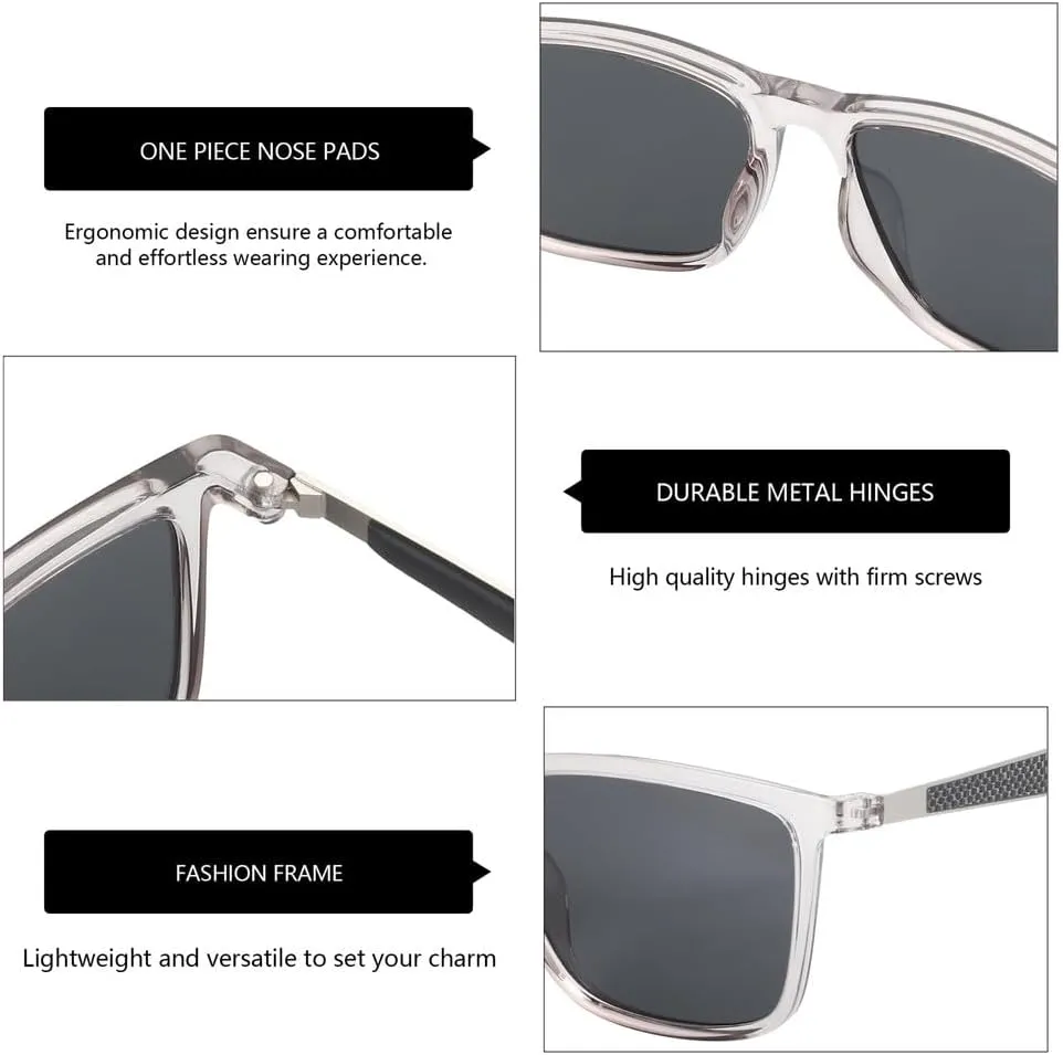 UV400 Protection Sunglasses for Men Frame Polarized Sun Glasses(3,One)