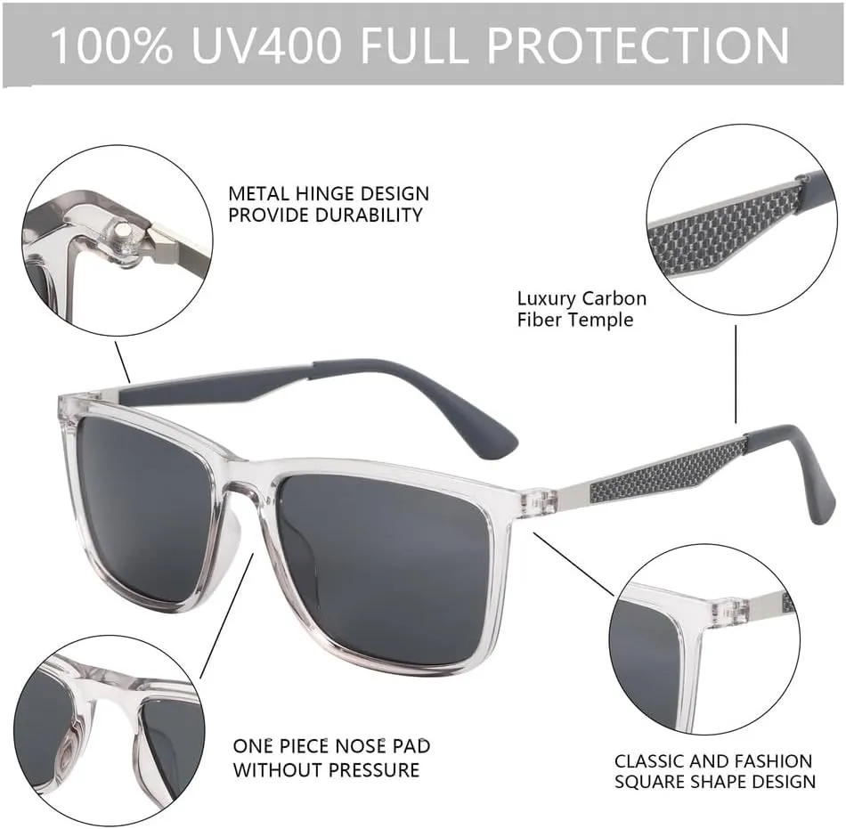 UV400 Protection Sunglasses for Men Frame Polarized Sun Glasses(3,One)