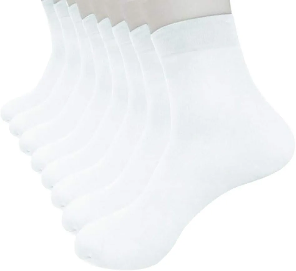 VESNIBA 8Pairs Ankle Athletic Running Socks White Soft Thin Low Cut Short Tab Socks for Men Women Compression