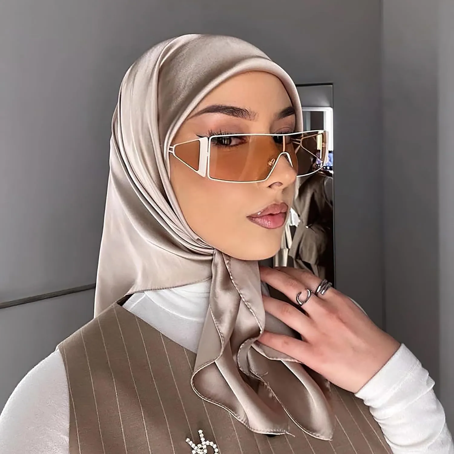 vimate Head Scarf for Women Hair 27'' Square Satin Silk Feeling Bnadana Neck Scarf Handbag Accessories Etc