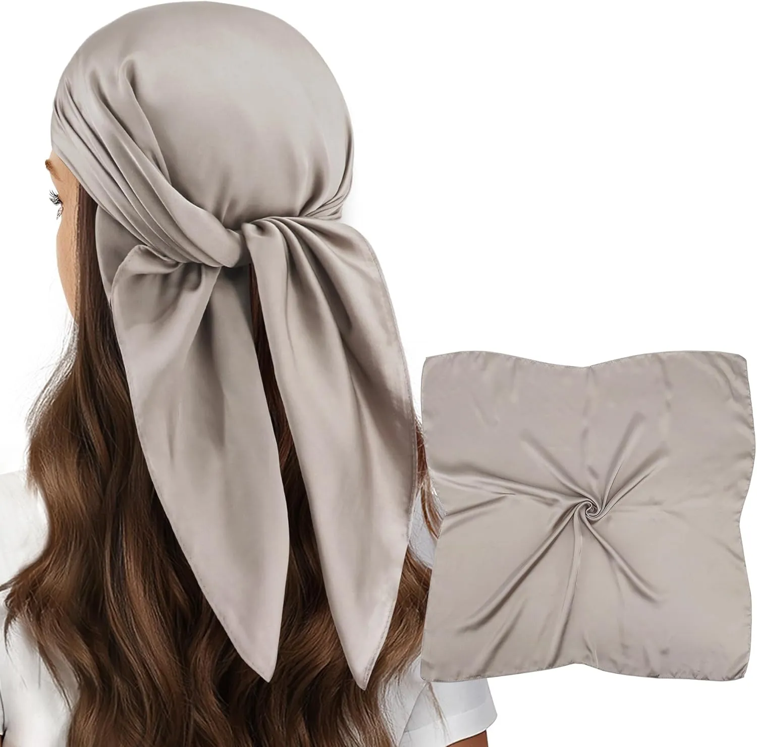 vimate Head Scarf for Women Hair 27'' Square Satin Silk Feeling Bnadana Neck Scarf Handbag Accessories Etc