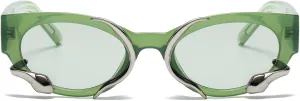 Vintage Narrow Cateye Sunglasses Trendy Small Oval Metal Snake Y2k Accessories