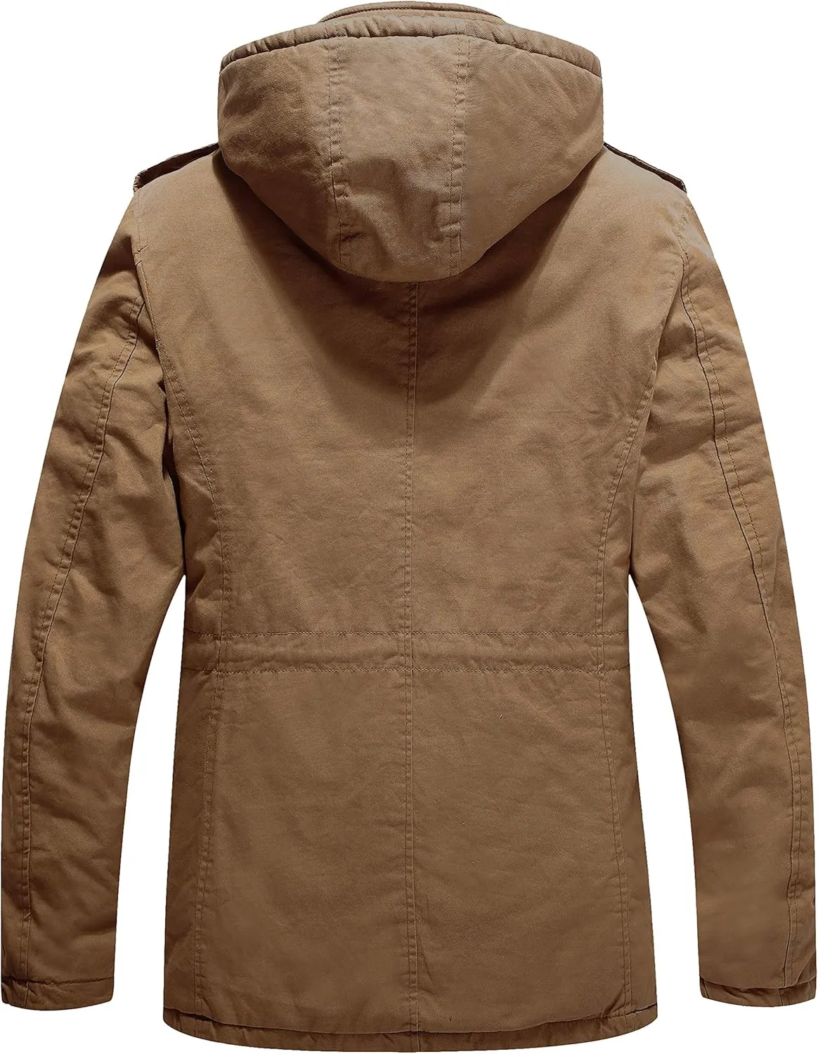 WenVen Men's Winter Military Thicken Parka Jacket Warm Coat with Removable Hood