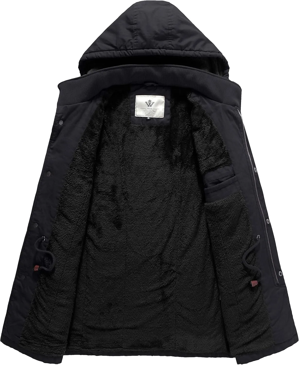 WenVen Men's Winter Military Thicken Parka Jacket Warm Coat with Removable Hood