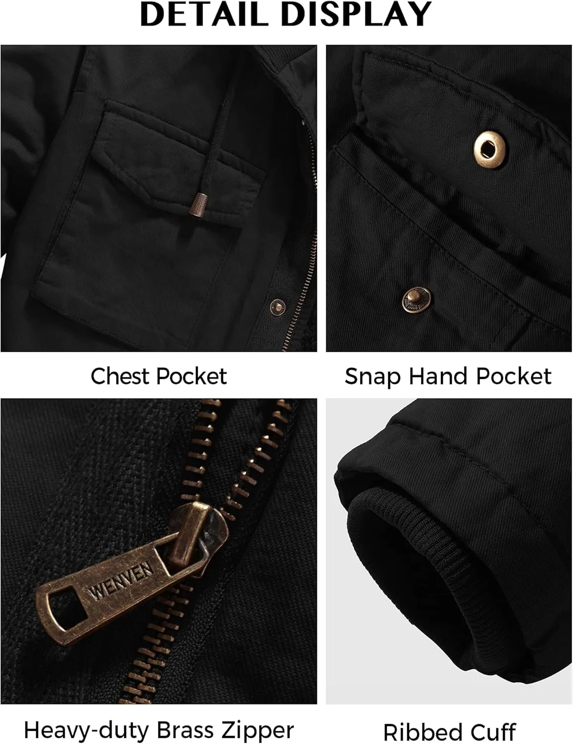 WenVen Men's Winter Military Thicken Parka Jacket Warm Coat with Removable Hood