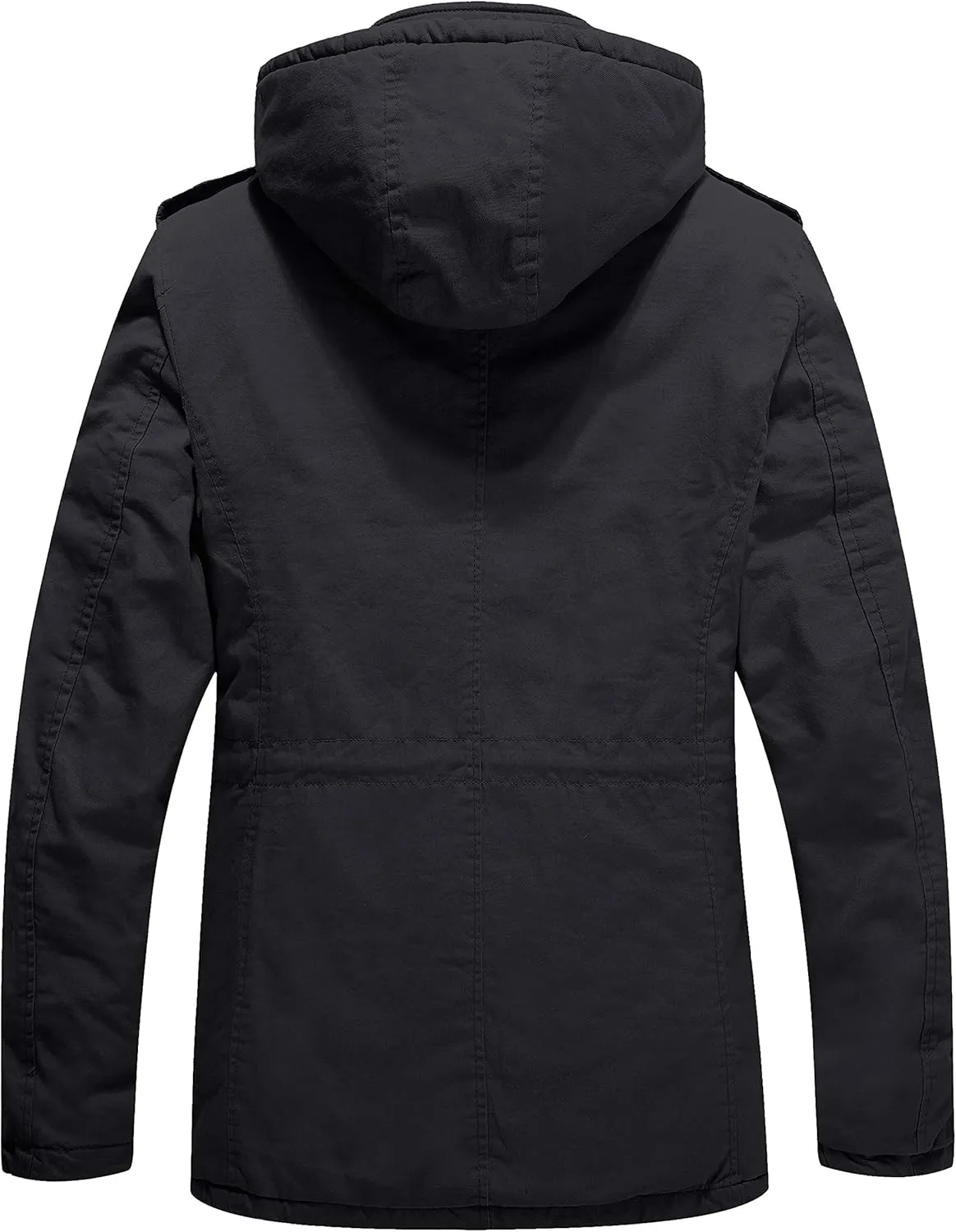 WenVen Men's Winter Military Thicken Parka Jacket Warm Coat with Removable Hood