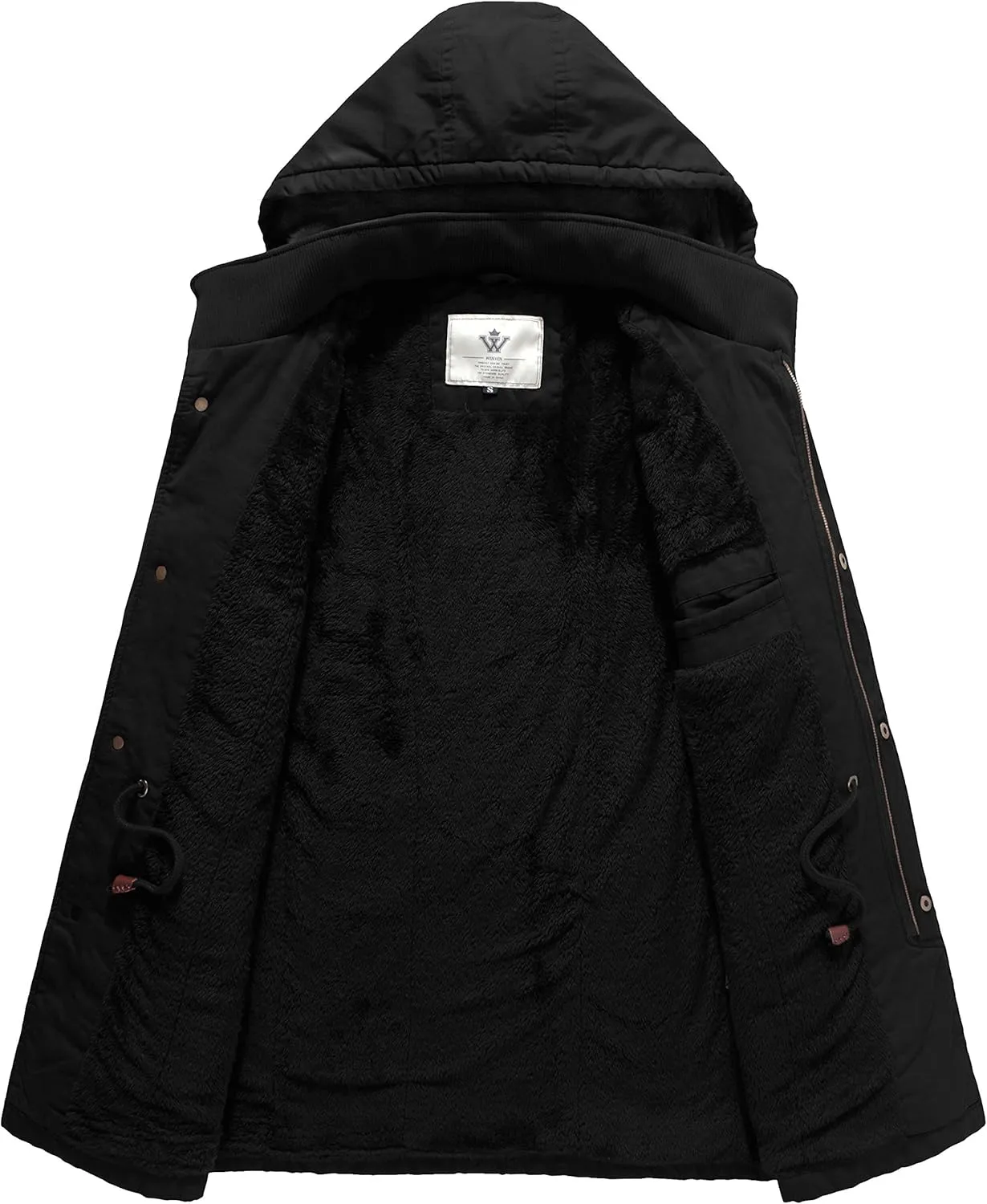 WenVen Men's Winter Military Thicken Parka Jacket Warm Coat with Removable Hood