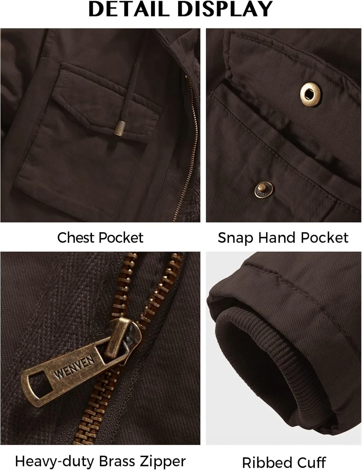 WenVen Men's Winter Military Thicken Parka Jacket Warm Coat with Removable Hood