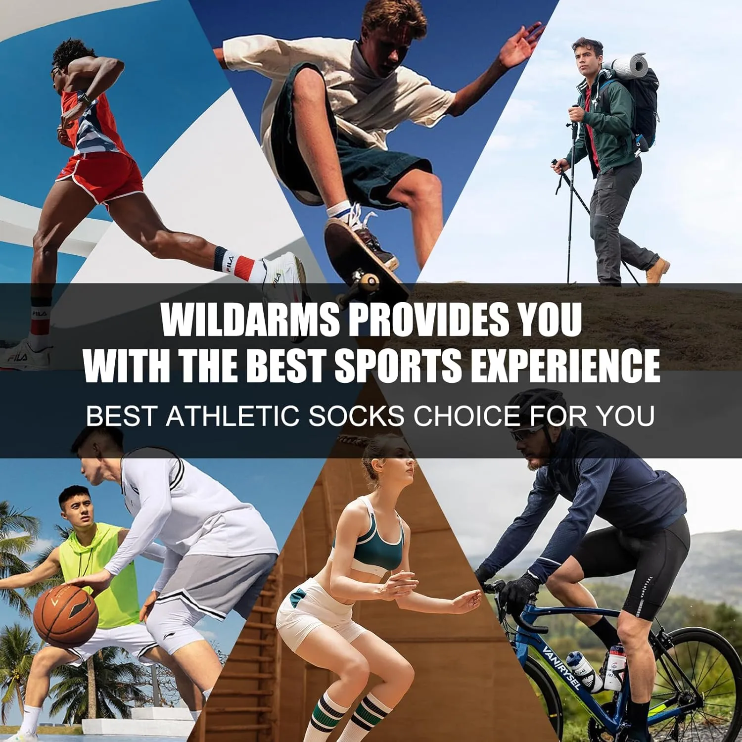 Wildarms Compression Tabi Socks Sports Anti Slip Grip Pads Athletic Socks Running Hiking with Cushion Men Women 3 Pair