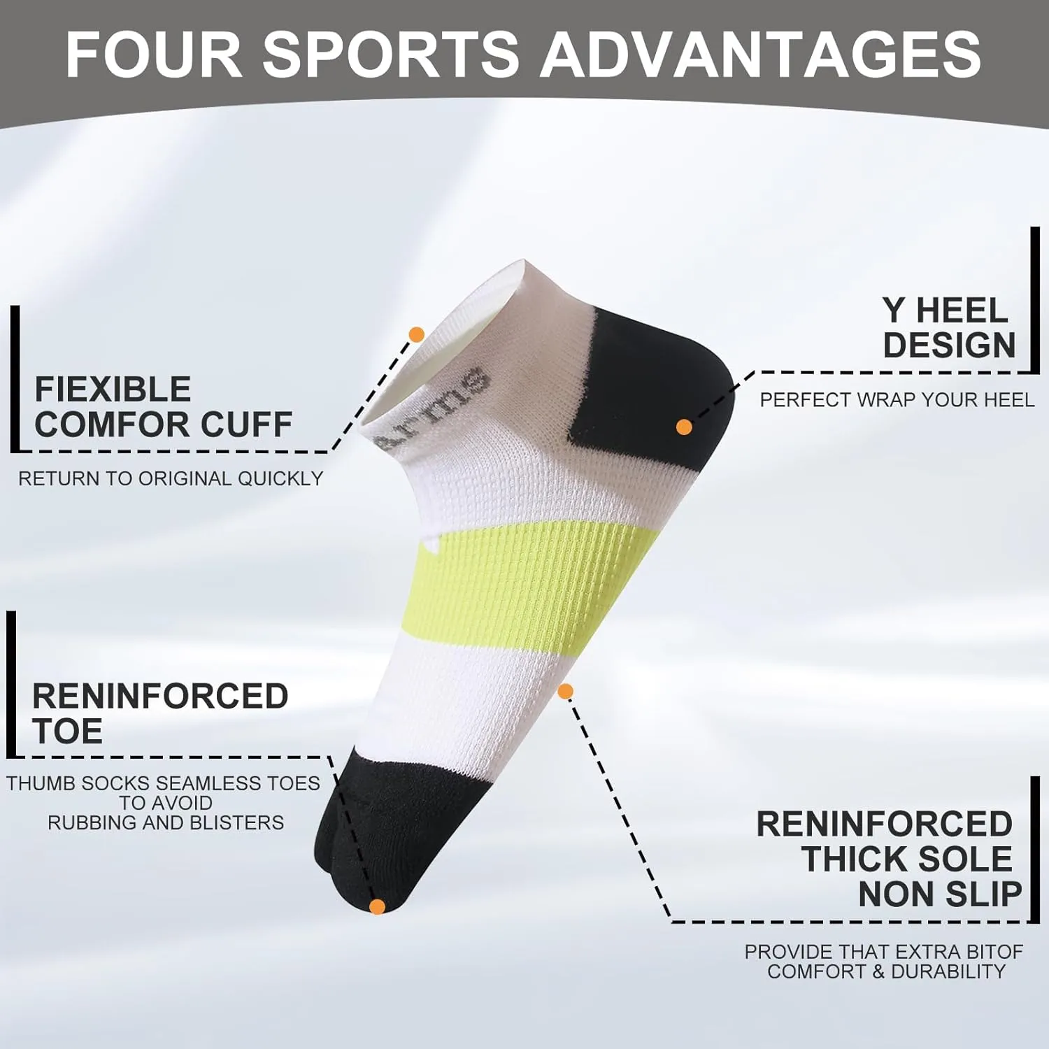 Wildarms Compression Tabi Socks Sports Anti Slip Grip Pads Athletic Socks Running Hiking with Cushion Men Women 3 Pair