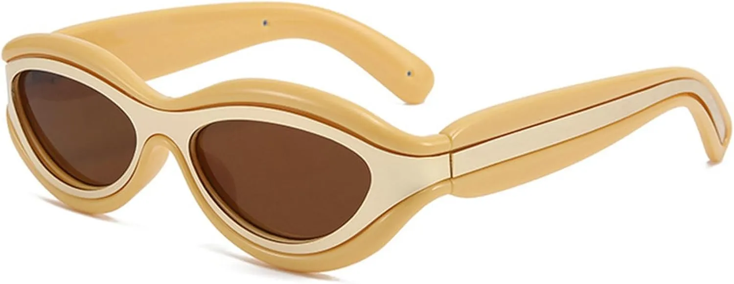 willochra Cat Eye Sunglasses for Women Cute Oval Thick Frame Y2k Accessories Sun Glasses Chic Retro Style Shades