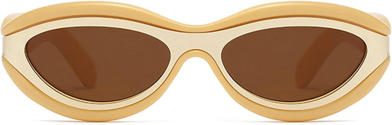 willochra Cat Eye Sunglasses for Women Cute Oval Thick Frame Y2k Accessories Sun Glasses Chic Retro Style Shades