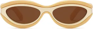 willochra Cat Eye Sunglasses for Women Cute Oval Thick Frame Y2k Accessories Sun Glasses Chic Retro Style Shades